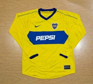 BOCA RETRO AMARILLA TEVEZ 11 MANGA LARGA TALLE S